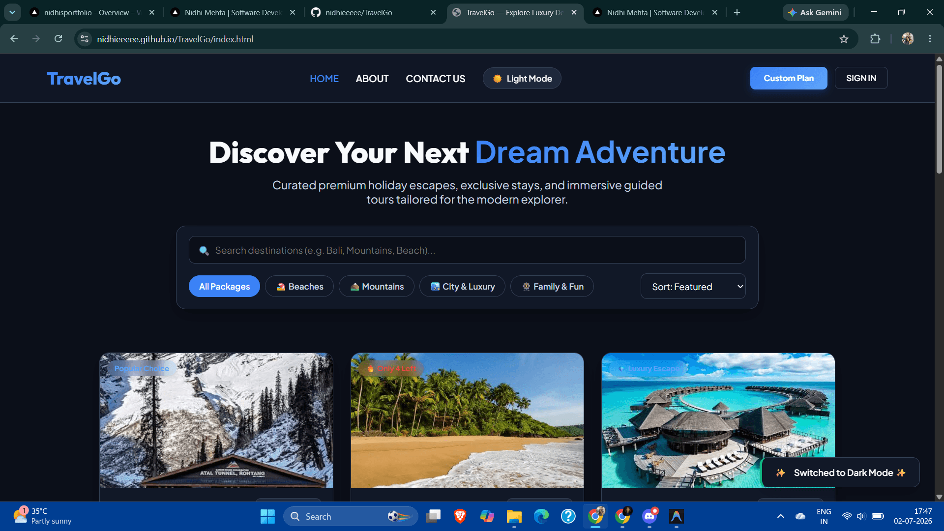 TravelGo – Destination Discovery & Planning Engine.